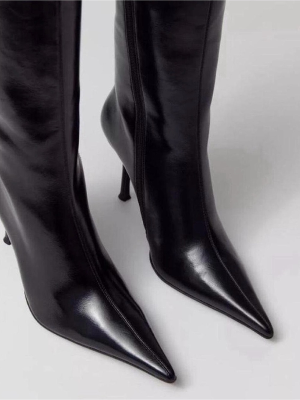 Brand New Unused Jeffrey Campbell Black Pointed-Toe Stiletto Knee Boots